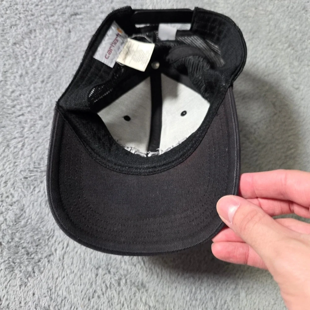 Carhartt Trucker Hat Black Embroidered Logo Mesh Snapback 100141 Sun Fade